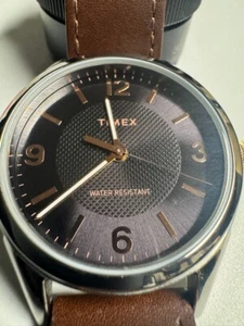 Timex Quartz 40MM Main Street TW2T66800 Black/Copper Dial New Battery Runs Good - Picture 1 of 6