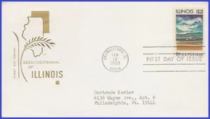 USA4 #1339 ADDR HOUSE OF FARNAM FDC   Illinois Statehood - Picture 1 of 1