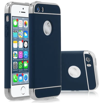 Apple IPHONE Se 5 5s Custodia Protettiva Cover per Cellulare - Blu/Argento - Immagine 1 di 4