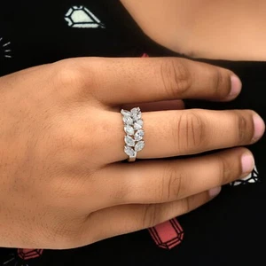 1.97 Ct Lab Grown CVD Diamond Leaf Ring Women's Day Gift for her 18k White Gold - Picture 1 of 8