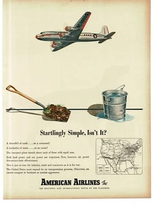 1945 American Airlines DC-6 shovel bucket Vintage Print Ad system map - Picture 1 of 1
