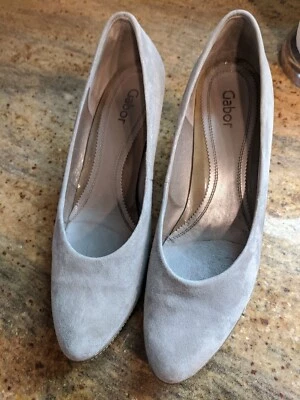 Zapatos de salón Gabor elegantes de gamuza gris tacón cómodo talla US 9.5 Foto 1 de 4