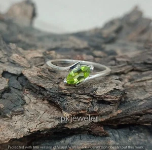 925 Sterling Silver Natural Peridot Gemstone Woman Ring Jewelry S 8 R-105 - Picture 1 of 9
