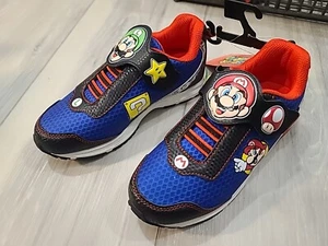 Super Mario Brothers Boy Shoe size 1 Light Up Sneaker Mario/Luigi Slip On Strap - Picture 1 of 11