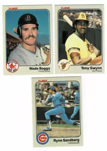 Lot of 3 1983 Fleer Rookies Wade Boggs, Tony Gwynn, Ryne Sandberg HOF - Picture 1 of 2