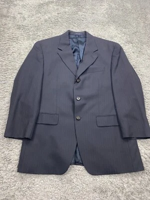 Ralph Lauren Blazer Men 38S Black Striped Wool Sports Coat Career Jacket Vtg 90s - Image 1 of 4