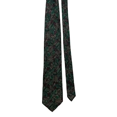 Corbata floral Bachrach hecha en Italia 100 % seda en verde y marrón Foto 1 de 4