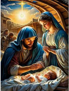 Nativity Diamond Painting Kits for Adults, Christmas Jesus Born Diamond Art Kits - Picture 1 of 7