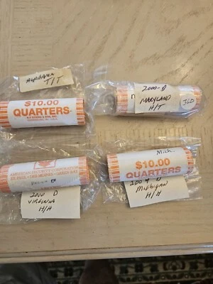 4 State Quarters US Mint Uncirculated Bank Roll's x 4 - Image 1 of 4