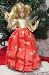 Vintage Pauline Leidel Spreen Wax Angel Tree Topper W Germany 8" - DAMAGED - Picture 1 of 12