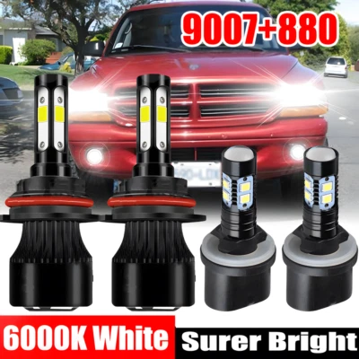 Combo de faros antiniebla altos/bajos LED de 4 piezas 6000K para Dodge Durango 1998-2000 Foto 1 de 4