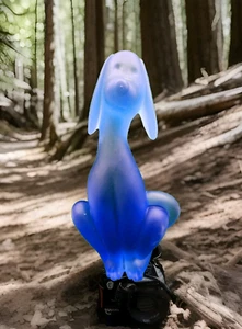 Mosser Epic Hound Blue Dog Frosted Glass Figurine Viking Kimberlite 8" MCM Gift - Picture 1 of 13