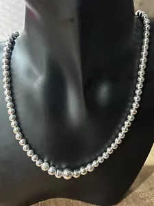 COLLAR DE CUENTAS DE BOLA 925 ESTERLINA 16” ALTAMENTE PULIDO 3/16”- 5/16” - Imagen 1 de 5