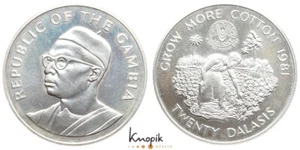 Gambia, 20 Dalasis 1981, FAO - World Food Day, KM 20, 925er Silber, 28,41g.,prfr - Picture 1 of 1