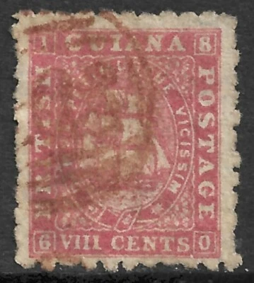 British Guiana Scott 53 SG 58 VF Centering Used Brown Cancel Issued 1866-1867 - Image 1 of 2