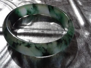Certified ICY Green Burma A JADE JADEITE Flower Bangle Bracelet 56 mm - Picture 1 of 12