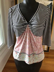 Etcetera slinky no-wrinkle top, stretch, nylon/spandex, cord tie ruching M - Picture 1 of 7