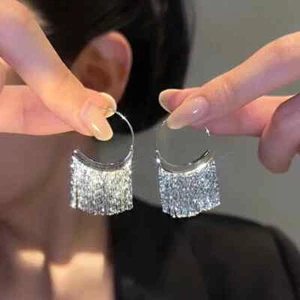 Nueva Versión Plata 925 Densa Hueso de Serpiente Borla Pendientes Para Mujer Simple Dorado... - Imagen 1 de 8