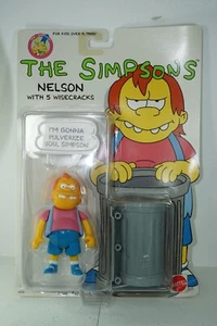 Mattel The Simpsons Bully Nelson Figur Kunststoff Mülleimer MOC 1990 Clear Bubble - Bild 1 von 10