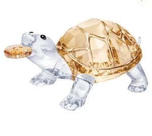 NIB Swarovski Large Tortoise Symbol Of Wealth Gold Crystal Figurine #5463874 - Picture 1 of 11