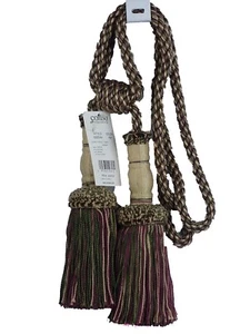 Conso 22048 P67 CLARET GREEN SHELL Drapery Double 8" Tassel Tieback 30" Spread - Picture 1 of 2