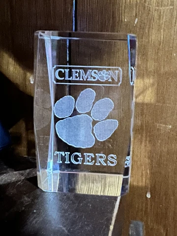 Clemson Tigers Paper Weight Etched Glass Cover