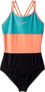 Nike Kids Girl's Spiderback One-Piece, Light Blue Fury, 10 - Picture 1 of 1