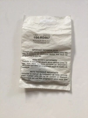 OEM НОВЫЙ 1997-1998 LLINCOLN MARK VIII КЛЮЧ ЗАЖИГАНИЯ ПУСТОЙ 164 R0467 - Изображение 1 из 3