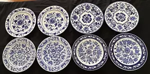 8 Platos de Cena Florales Jardín Asiático Bombay 11" Azul: 2 cada uno de 4 diseños - Imagen 1 de 14