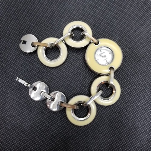 OFF WHITE orologio donna kessaris JC610E tono argento e panna bianco quadrante tondo bracciale 30 mm