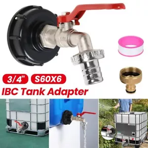 IBC mit Auslaufhahn 3/4" S60x6 Adapter Zubehör Tank Kappe Wasserhahn Container - Bild 1 von 11