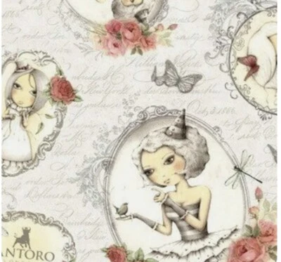 Cameo Girls on Script Mirabelle La Vie En Rose by Santoro Quilting Treasure BTFQ - Image 1 of 4