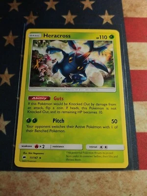 Heracross - 11/147 - Rare Pokemon SM3 Burning Shadows M/NM English - Image 1 of 2