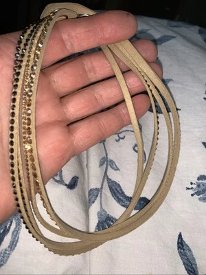 Мягкая искусственная кожа коричневый ошейник ожерелье с различными цветами камни 15-16" - Изображение 1 из 4