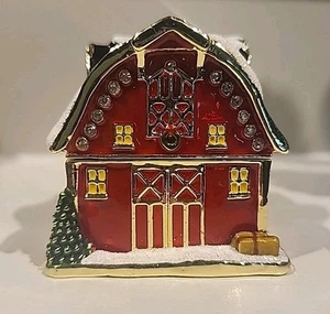 Caja decorativa esmalte granero Navidad - Imagen 1 de 7