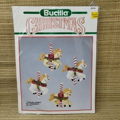 Carrusel Caballos Bucilla Fieltro Joyado Bordado Kit Adorno Navidad 82740 Nuevo Foto 1 de 2