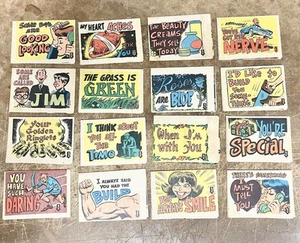 Vintage 1967 Topps Nasty Valentines Notes Trading Post Card Lot Of 16 RARE - Picture 1 of 2