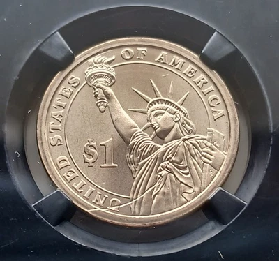 NICE 2007 James Madison Dollar Error Rev Struck Thru NGC MS67 - Image 1 of 4