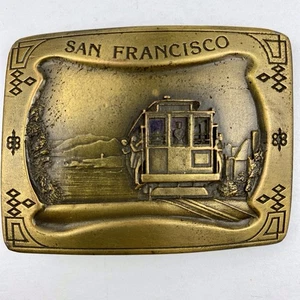 Vintage San Francisco Brass Belt Buckle 3 in, Cable Car, Indiana Metal Craft USA - Bild 1 von 6