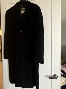 Vintage 100% Cashmere Men's Black Coat 3-Button Sz XL MINT - Picture 1 of 7