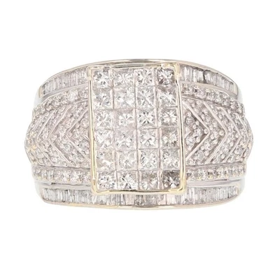 2.55ctw Princess Cut Diamond Cluster Engagement Ring 10k White Gold Size 8.25 - Image 1 of 4