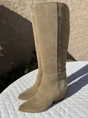 Marc Fisher Ran Light Natural Suede Tall Riding Evening Boots Challi Size 8.5 M - Image 1 of 4
