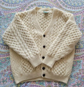 Vintage Gaeltarra Irish Cable Knit Cardigan Pullover Gr. L Pure Wool Ireland Heritage - Bild 1 von 9