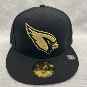 New Era Arizona Cardinals Black Metallic Gold UV 59Fifty Fitted Hat 7 1/4 - Picture 1 of 6