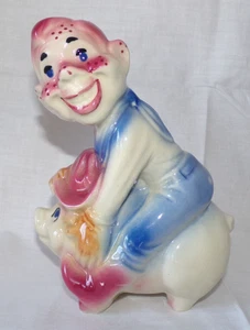1950's Shawnee Howdy Doody Bank Ceramic Glazed Piggy Bank 5” x 7” x 3.5” AS IS - Picture 1 of 21