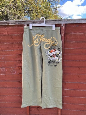 Vintage Y2K Ed Hardy Women's Deadstock green Straigh Leg Trackpants Size Large L - Image 1 of 4