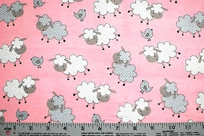 POR*MASCARILLA FACIAL*LUNARES GRIS OVEJA SOBRE FRANELA ROSA TELA 100% ALGODÓN 42X36 Foto 1 de 4