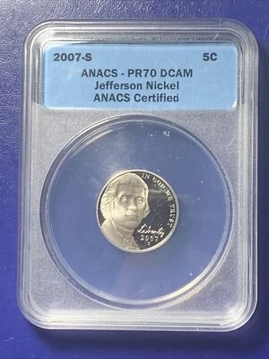 2007-S PROOF JEFFERSON NICKEL ANACS PR70DCAM - Image 1 of 2