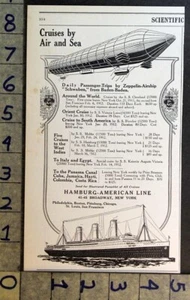 1911 HAMBURG AMERICAN LINE ZEPPELIN AIRSHIP STEAMSHIP CRUISE TRAVEL AD FC8424 - Picture 1 of 1