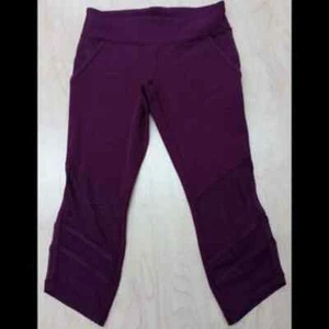 Ivivva by Lululemon Burgundy mesh capri leggings size 14 girls sporty yoga gym - Picture 1 of 4